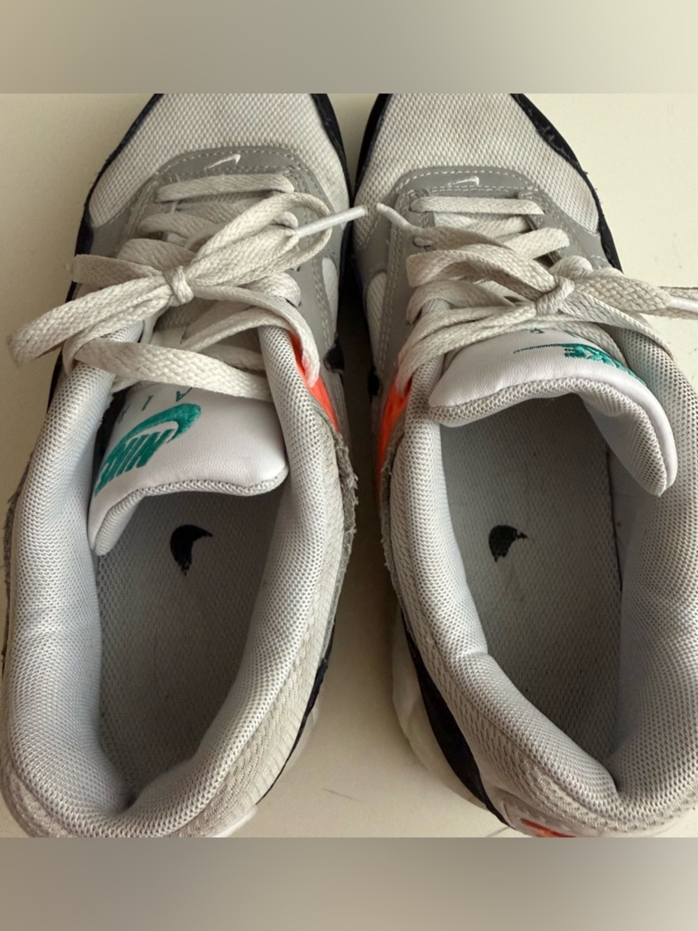 Nike White, Black & Teal Air Max Sneakers with Coral Accents - Picture 10 of 10